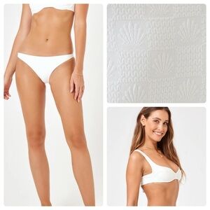 L*Space | NWT Bikini Set Textured Seashell Nikita Top & Camacho Bottom White | S